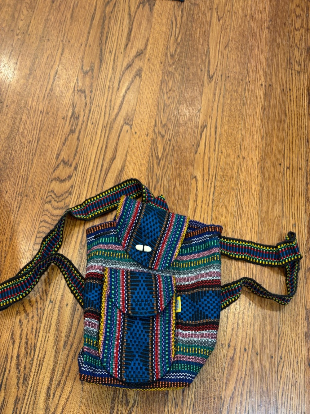 Pinzon Artesanias Mini Backpack Multicolor Aztec Woven Cotton Drawstring Boho